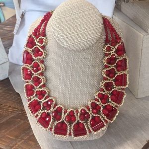 Red and Gold Necklace and Bracelet
